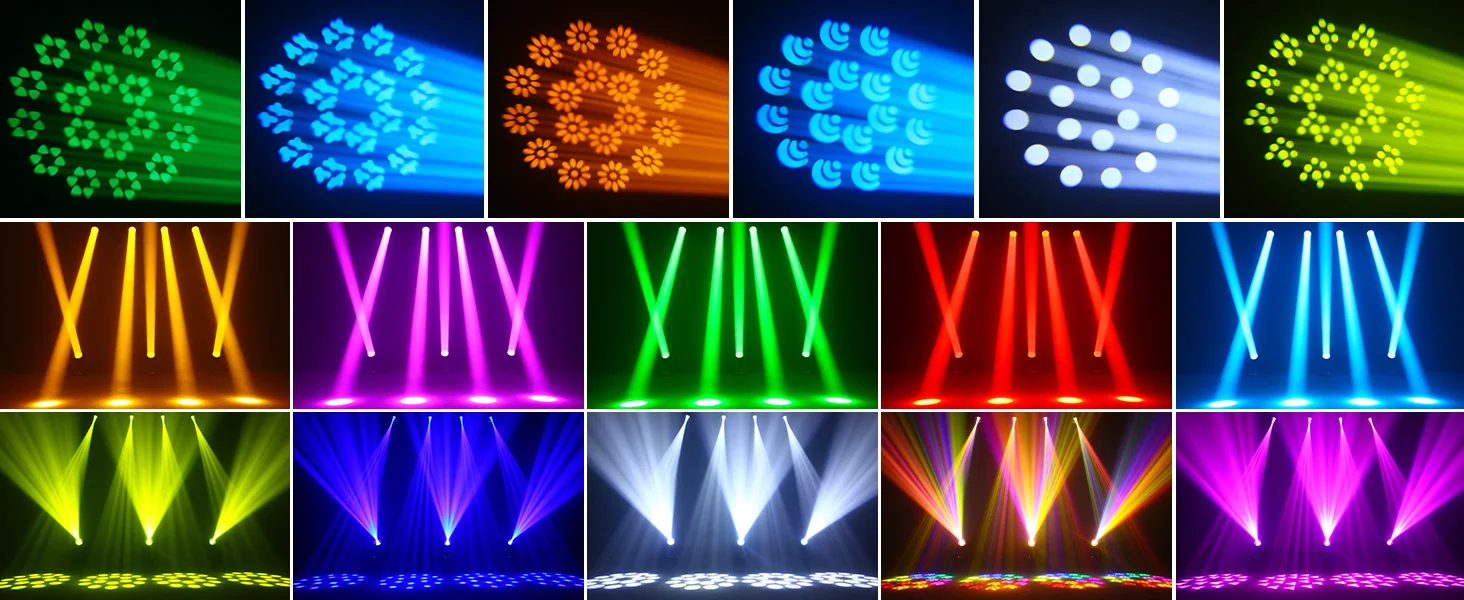 LeLeght 200W Moving Head 18-Facet Prism Stage Light 14CH DMX512 With Sound Activated for Parties Wedding Church Live Show Bar