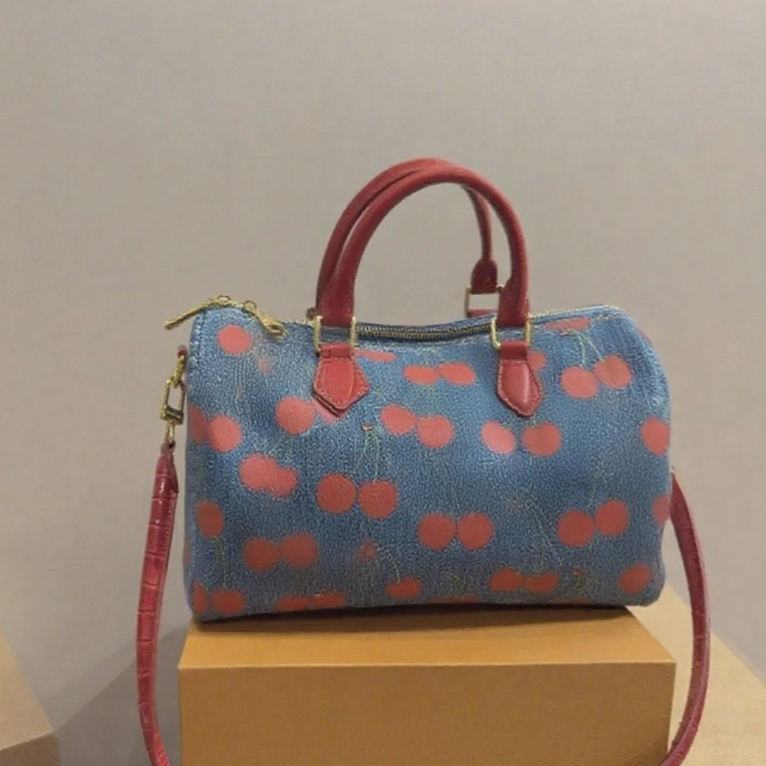 

New Women's Pillow Bag Cowboy Cherry Series Classic Wear-resistant Fashion High Quality 2025 Female Bag 30*19