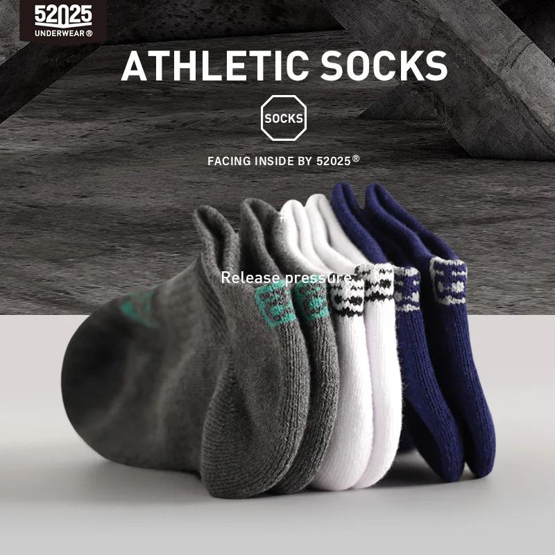 52025 Low-cut Athletic Socks 3 Pairs Breathable Cotton Sport Socks Quarter Ankle Low-rise Anti-drop Mens Socks Shorties 3pcs