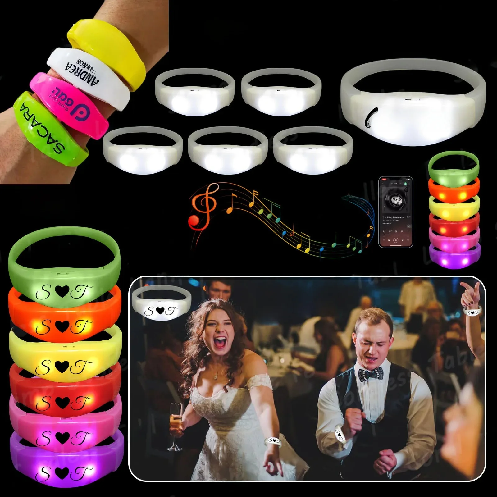 50-300 Stuks Muziek & Geluid Geactiveerde Light UP Armbanden Aanpassen Led Armband Glow in The Dark Party voor bruiloft Concertbenodigdheden - afbeelding 2