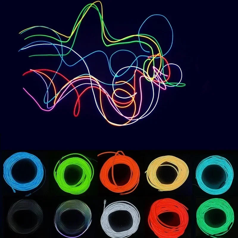Lumière néon Flexible 1M/2M/3M/5M EL fil Led néon danse fête atmosphère décor lampe RopeTube étanche multicolore Led bande rouge