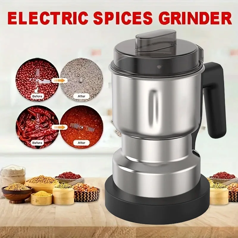 Coffee Grinder, Coffee Mill, Electric Stainless Steel Grinder, Dry Bean Grinder, Multifunctional Home Grinder, Grain Powder Grinder, Spice Grinder, 500ML/0.47 Quart Large Capacity