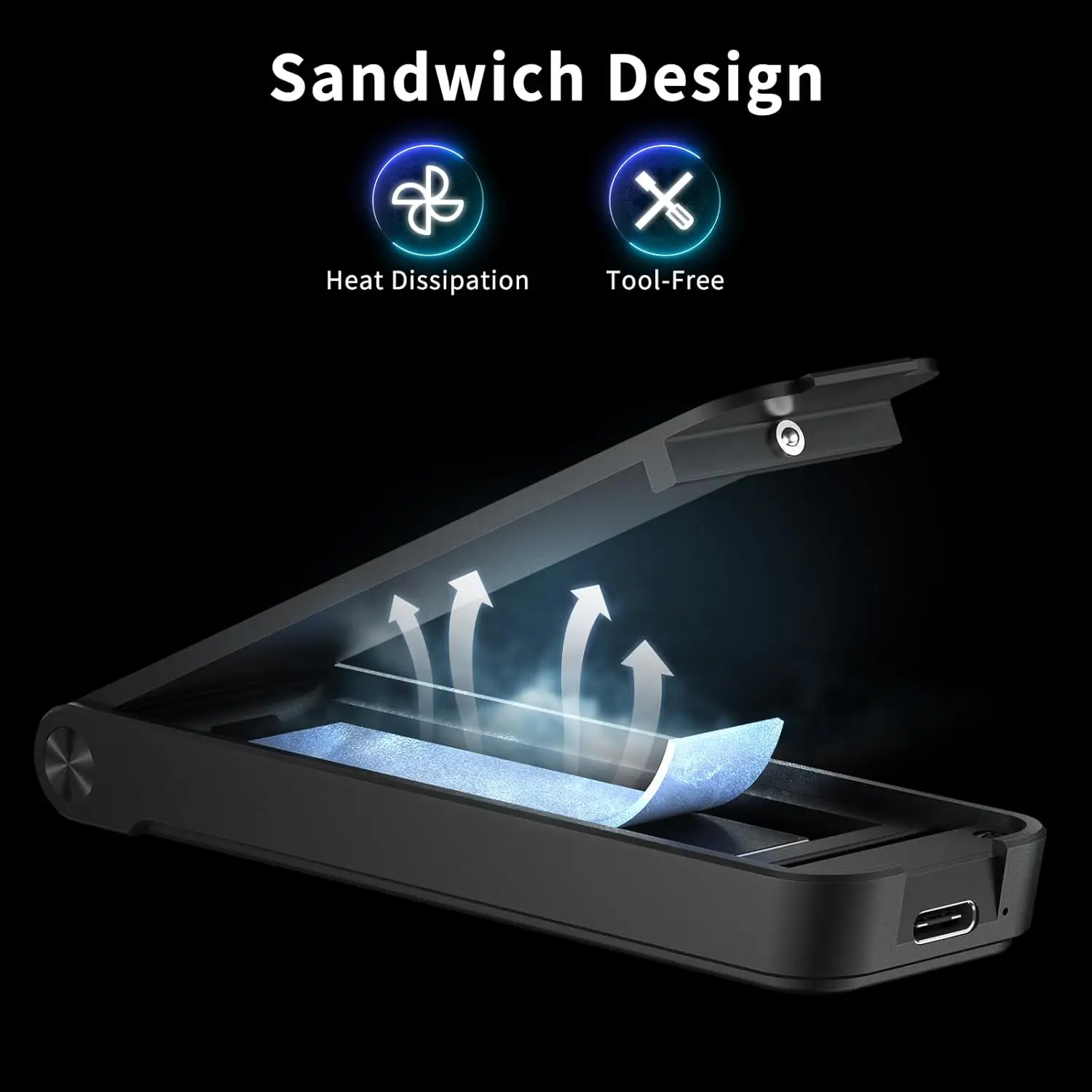 FIDECO Opvouwbare USB 3.1 Type C M.2 NVME SSD-behuizing Externe harde schijf Box 10 Gbps PCIe SSD-behuizing