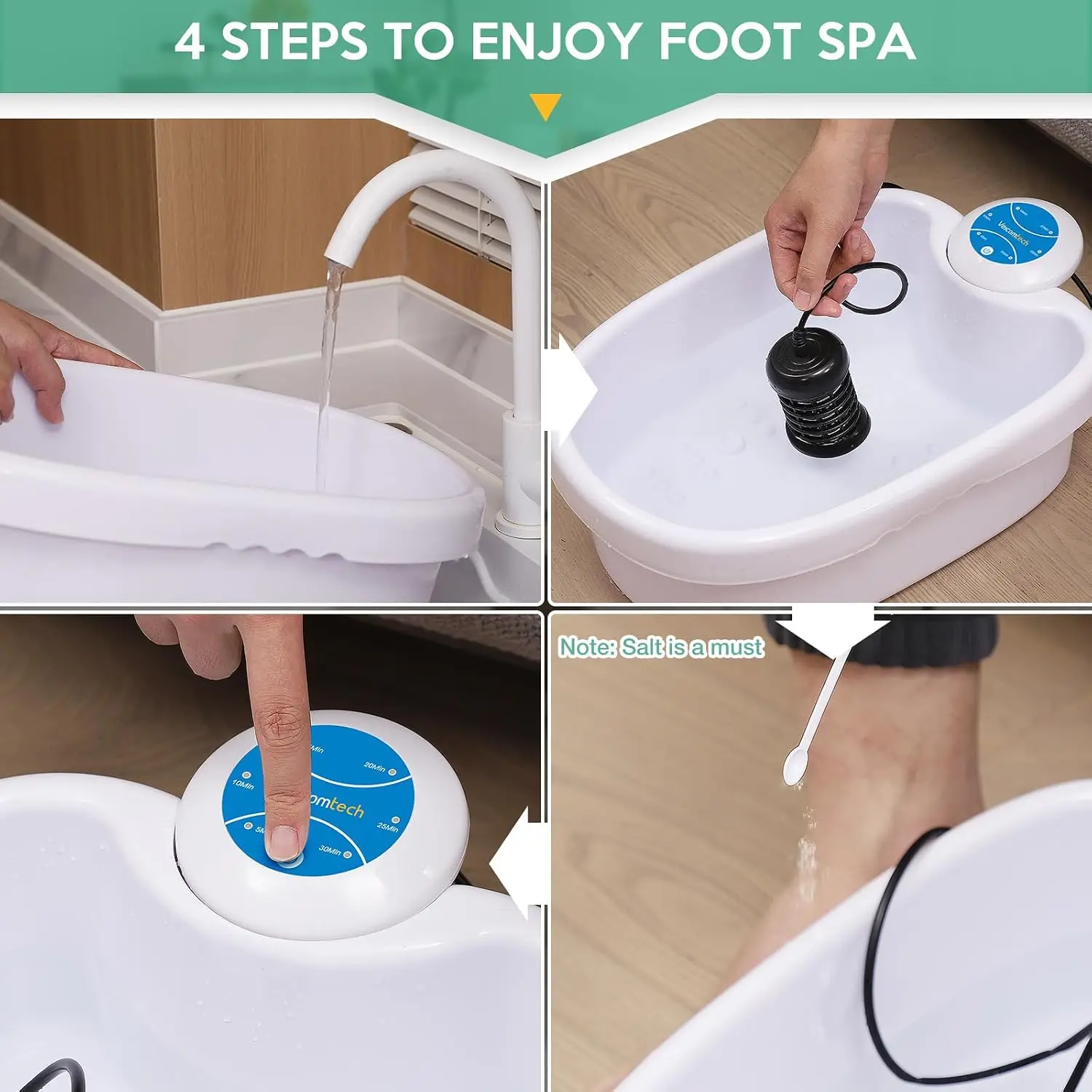 veicomtech Ionic Foot Bath Detox Machine Foot Detox Machine With 2 Arrays 100 Tub Liners 30-Min Auto Shut-Off For Family Use Salon Spa
