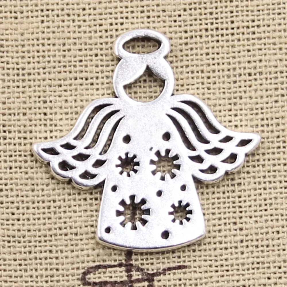 10 sztuk Charms serce śnieżynka anioł śnieg miłość 27x28mm Antique srebrny kolor wisiorki DIYCrafts dokonywanie ustalenia tybetański biżuteria — zdjęcie 2