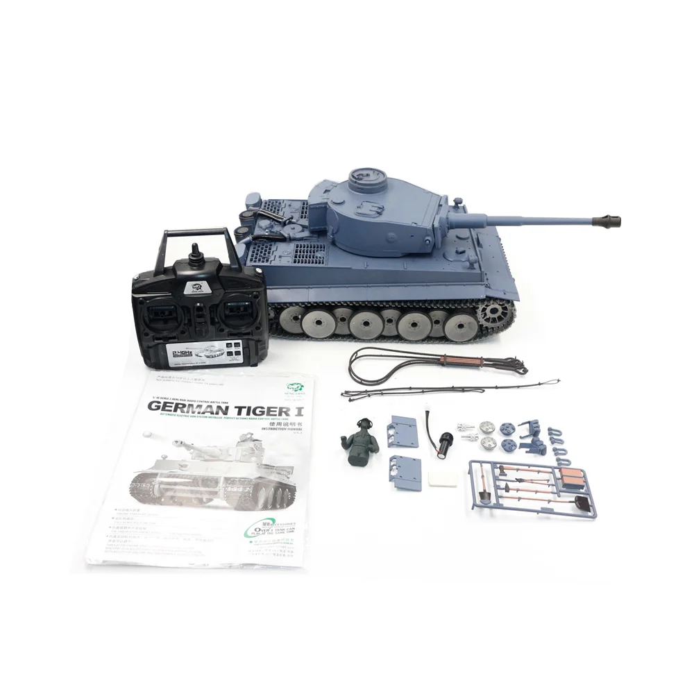 HengLong 1/16 3818 Tigre alemán 1 tanque de la Segunda Guerra Mundial juguetes RC Airsoft BB batalla infrarrojos IR combate humo sonido luz retroceso modelo militar