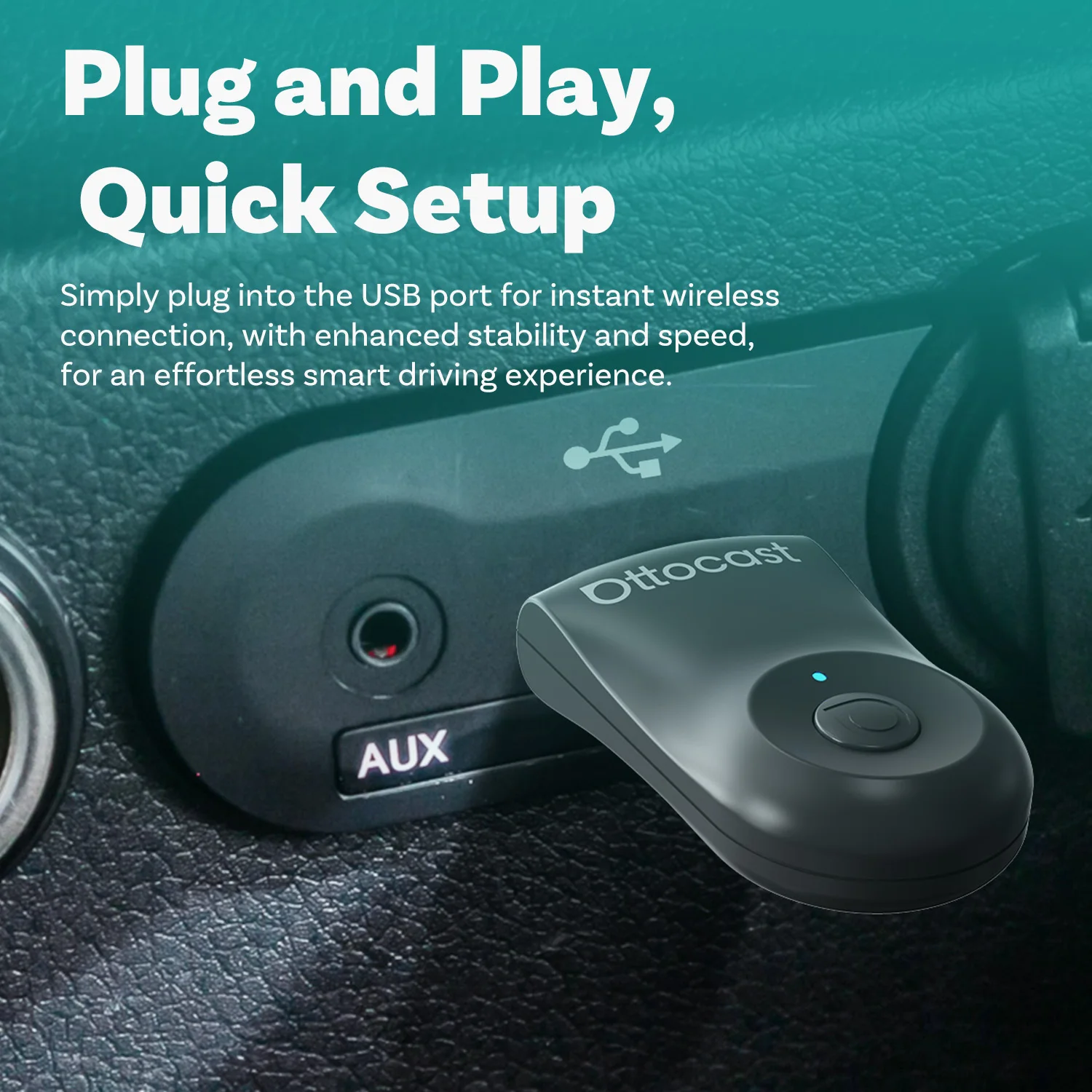 2026 Neuer OTTOCAST MINI Kabelloser Android Auto CarPlay Adapter Box Bluetooth Auto-Zubehör für iPhone für Samsung Google Phone – Detail 11