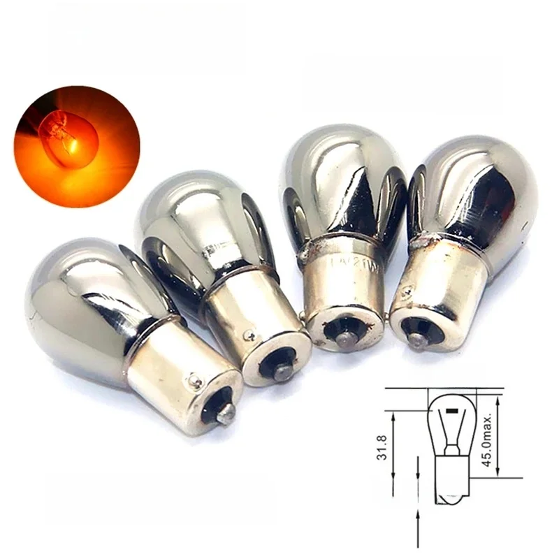 4szt 581 py21w S25 bau15s bursztynowa chromowana żarówka 1156 niewidoczny kierunkowskaz 12v21w lampka sygnalizacyjna pojazdu silnikowego — 2