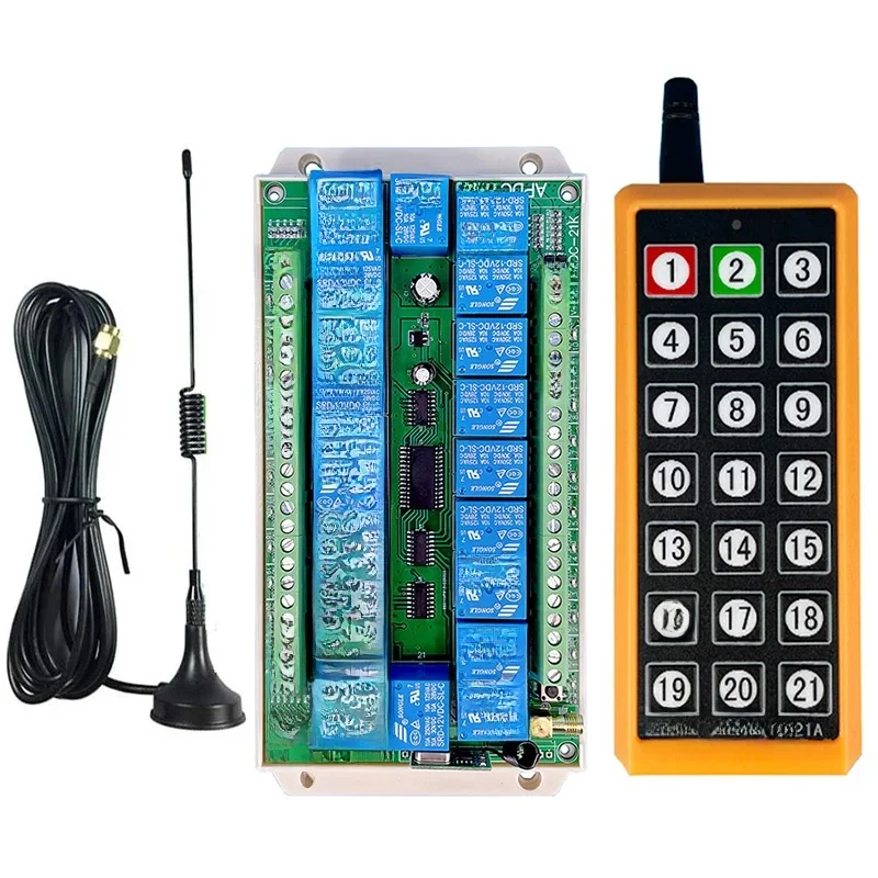 2000m DC12V 24V 21CH 433MHz przekaźnik pilot bezprzewodowy RF przełącznik nadajnika odbiornika ssania anteny dla światła LED lub silnika — zdjęcie produktu 6