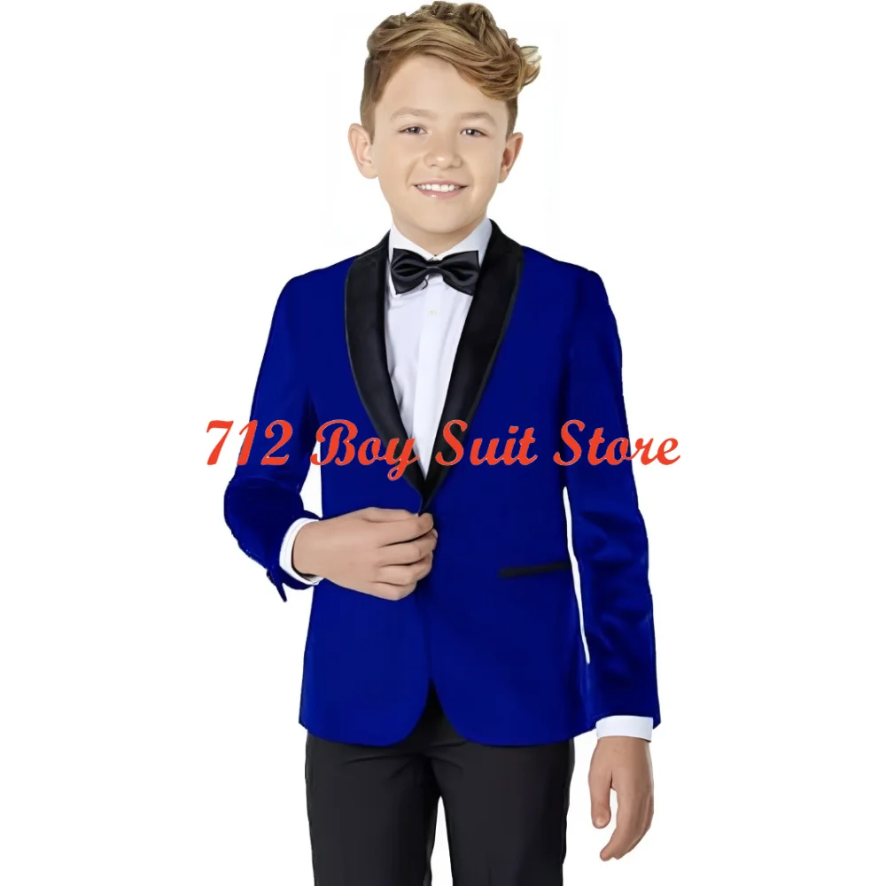 Fashion Boys Suit Formal Shawl Lapel Velvet Tuxedo 2 Pieces Boy Outfit Blazer for Wedding Prom Party