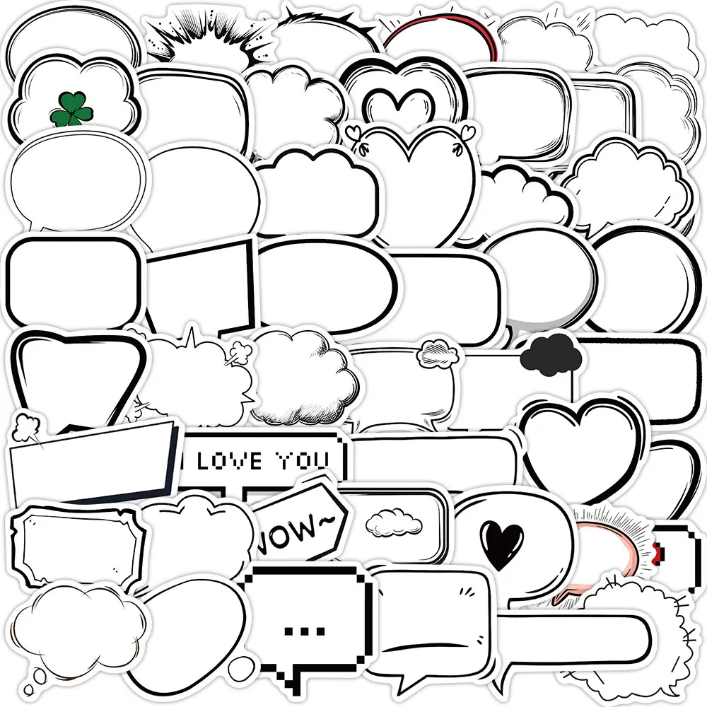 50PCS can write Black&White Bubble Album stickers to decorate guitar phone cases, laptops, suitcases, waterproof stickers