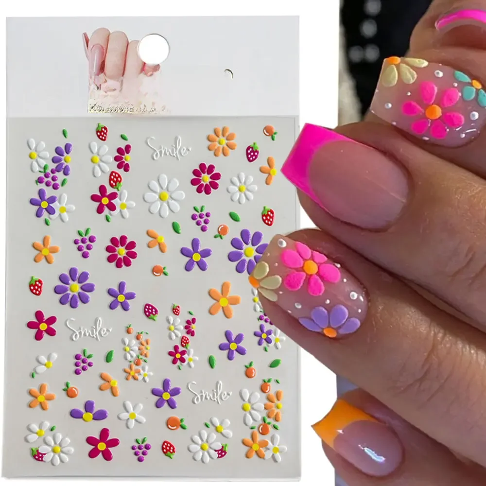 Autocollants 5D pour ongles AndrNail, 8x10cm, 1 feuille, motifs floraux colorés, luxueux, décoration, 9 #