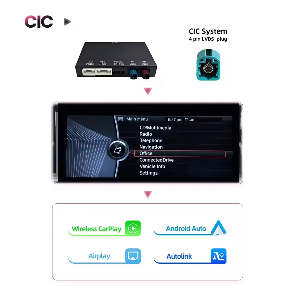 Draadloze CarPlay Android Auto Decoder Voor BMW Z4 E89 2009-2018 CIC EVO Systeem Met Bluetooth Spiegel Link Airplay AUX Auto Module