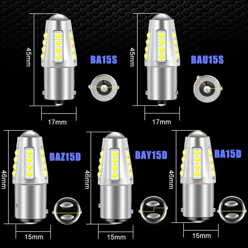 T20 Led 7440 7443 T25 3157 Bulb W21W W21/5W WY21W P27 7W Led 3030 Chips BA15S P21W BAY15D P21/5W BAU15S PY21W Car Signal Lights