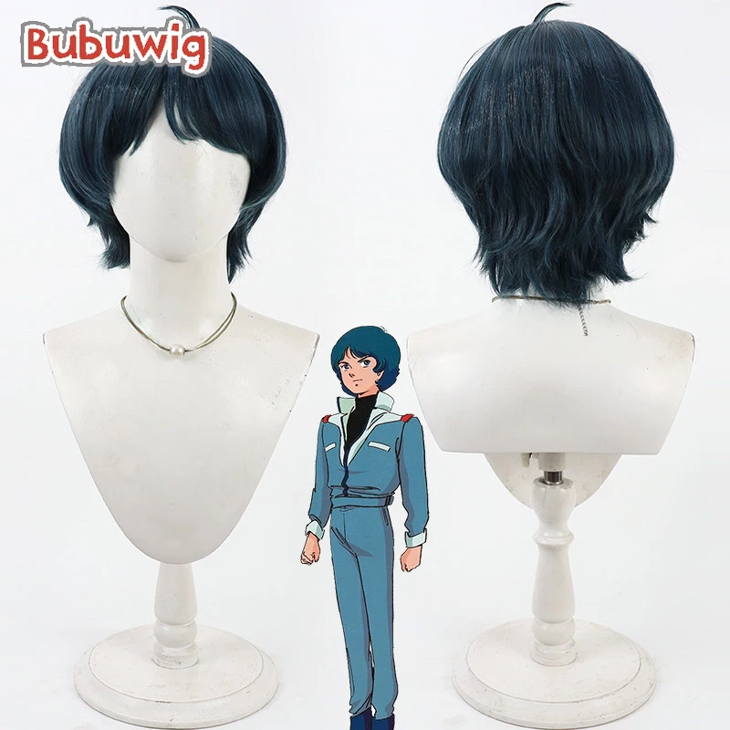 

Bubuwig Synthetic Hair Kamille Bidan Cosplay Wigs Mobile Suit Zeta Gundam Kamille Bidan 30cm Mixed Blue Men Wig Heat Resistant