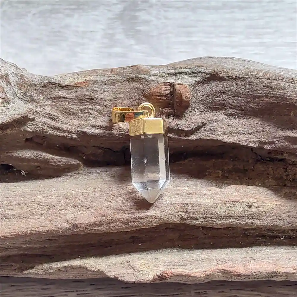 FUWO Faceted Druzy Quartz Piont Pendant With Golden Plated Cap Cute Little Bullet Pendant For Jewelry Making PD209