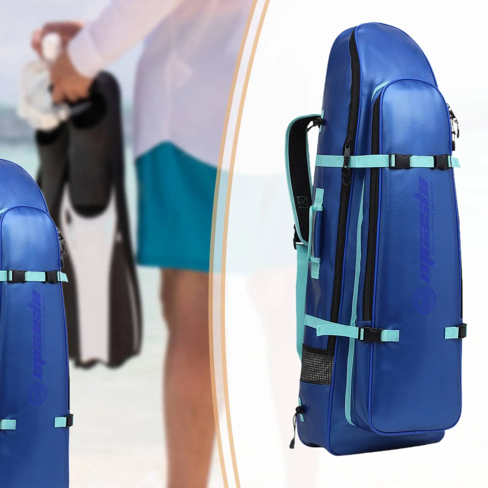 Long Fins Bag Portable Scuba Diving Backpack Flippers Storage Bag with Shoulder Strap Freediving Scuba Gear Bag Waterproof Dive - view 3