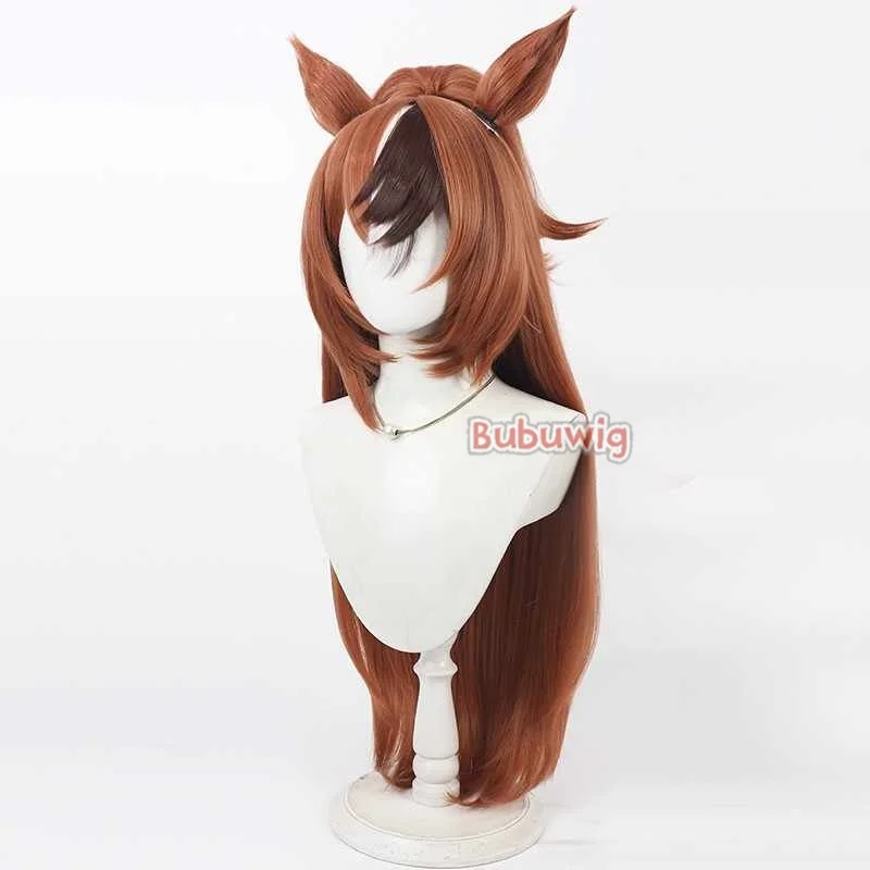 Bubuwig Synthetic Hair Bubble Gum Fellow Cosplay Wigs Game Uma musume: Pretty Derby 90cm Long Mixed Brown Wig Heat Resistant 3
