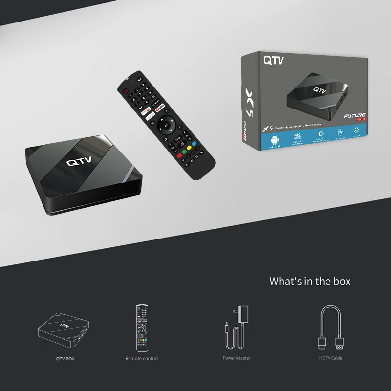 QTV TV Box pintar, seperangkat TV Box Android 10.0 Allwinner H616 Quad Core 4K 2.4G/5G WIFI BT5.0 pemutar Media