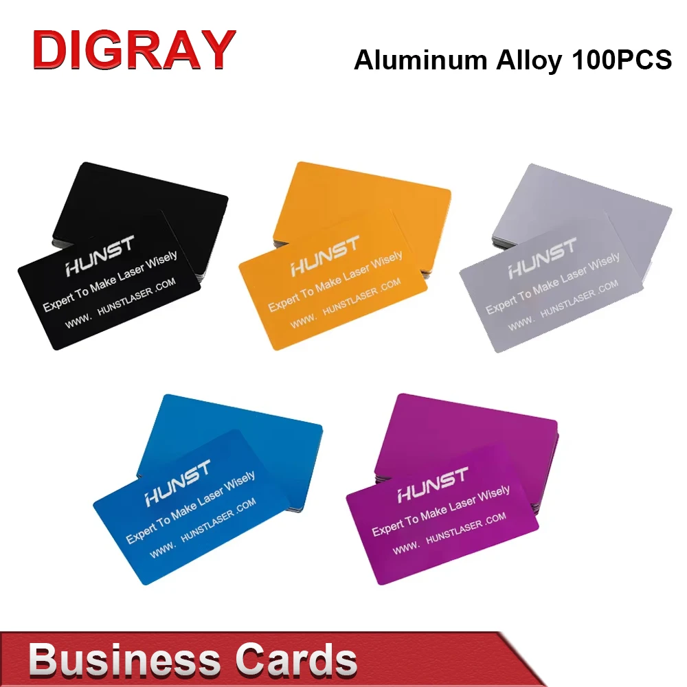 DIGRAY 100PCS/LOT Business Name Cards Multicolor Aluminium Alloy Metal Sheet Testing Material for Laser Marking Machine