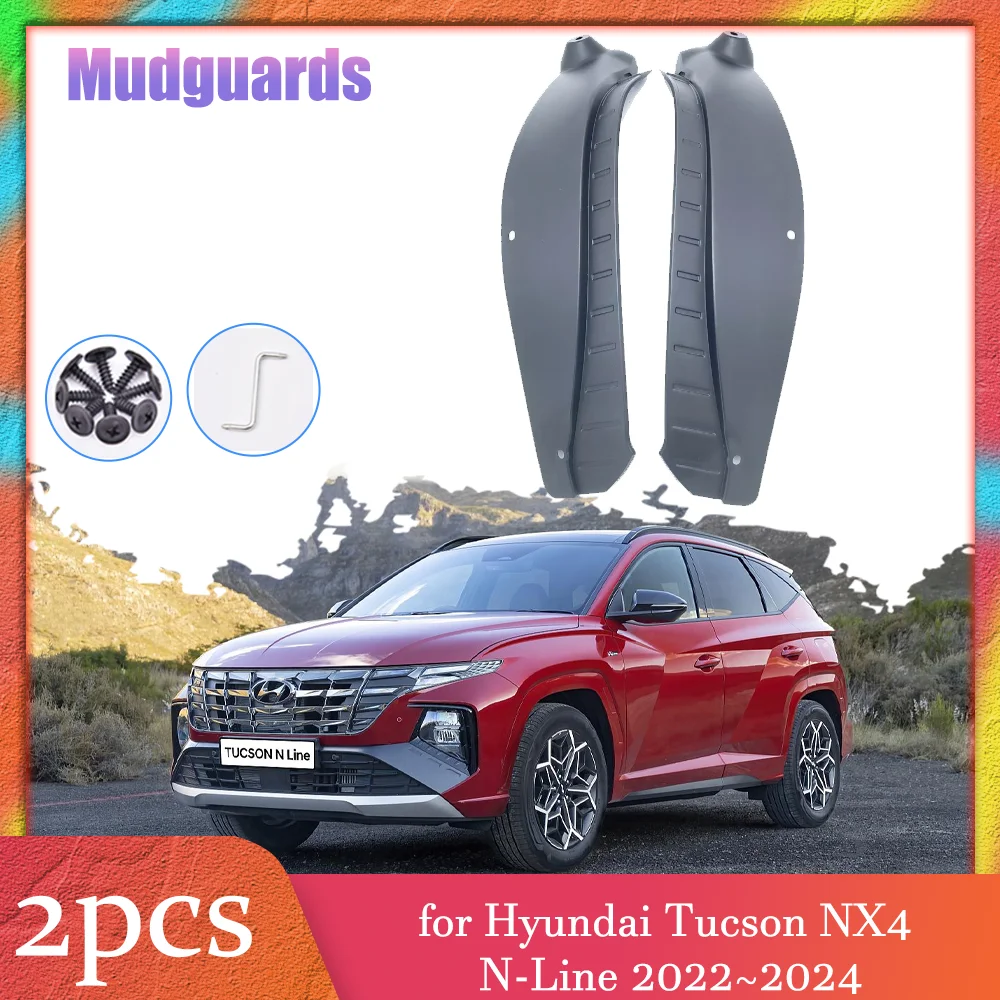 

2 шт. брызговики для Hyundai Tucson NX4 N-Line 2022~2024, автомобильные внутренние брызговики, брызговики, аксессуары для крыльев задних колес