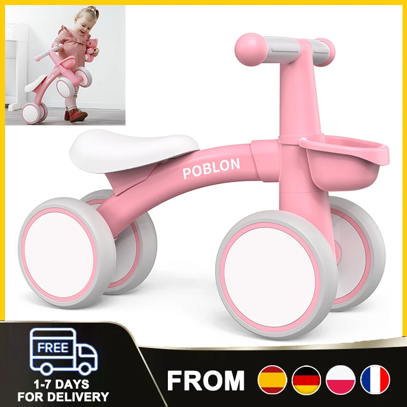 Baby Balance Bike with Adjustable Seat & 135° Rotation Reduces Tipping Risk Ride On Indoor Outdoor Toy Gift for Boys Girls