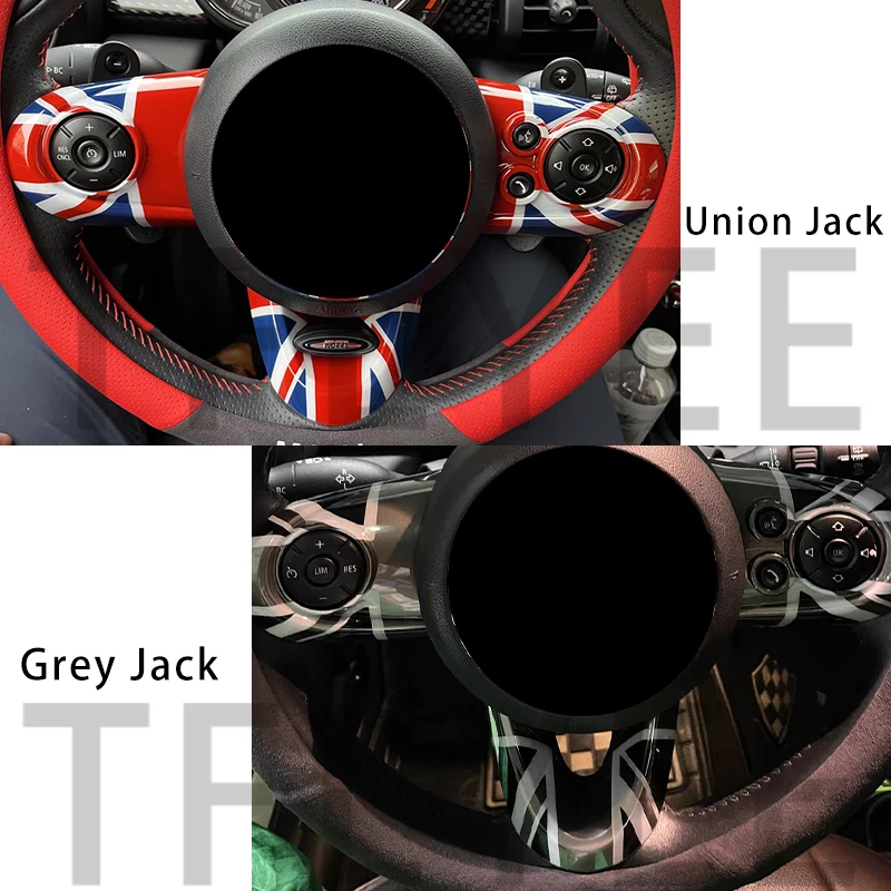 For Mini Cooper S JCW F60 F55 F54 F56 F57 Union Jack Steering Wheel Button Cover Sticker Interior Decoration Car-styling