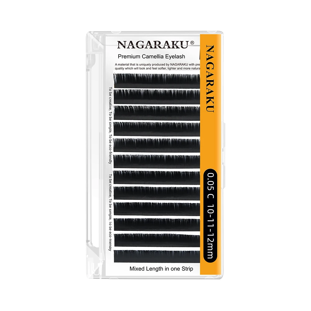 NAGARAKU Camellia Volume Wimpernverlängerung, gemischte Längen, hochwertige, weiche, natürliche, leichte Wimpern, vorgefertigte Fächerwimpern – Detail 1