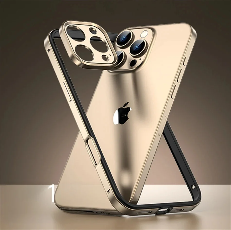 Lekka aluminiowa ramka metalowa do iPhone'a 13 14 Plus 15 16 17 Pro Max, etui z bumperem Air, cienkie hybrydowe silikonowo-metalowe, pełne ochrona obiektywu. — zdjęcie produktu 7