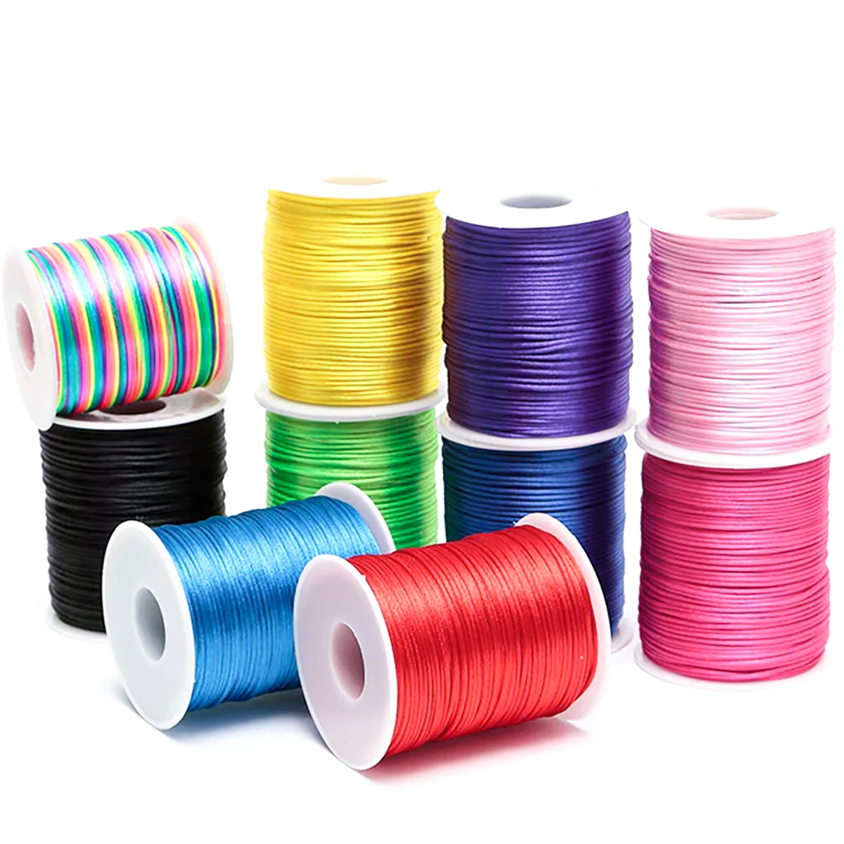 100m/Roll 2mm Nylon Line Cord Rat Tail Silk Forging Chinese Knot Thread Colorful Macrame Bracelet Braided Rope Jewelry Thread