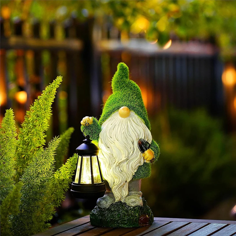 Lampa solarna Gnome Dekoracja przedpokoju ogrodowego Flokowanie Rzemiosło artystyczne Wodoodporna ogrodowa lampa dekoracyjna Gnome na zewnątrz