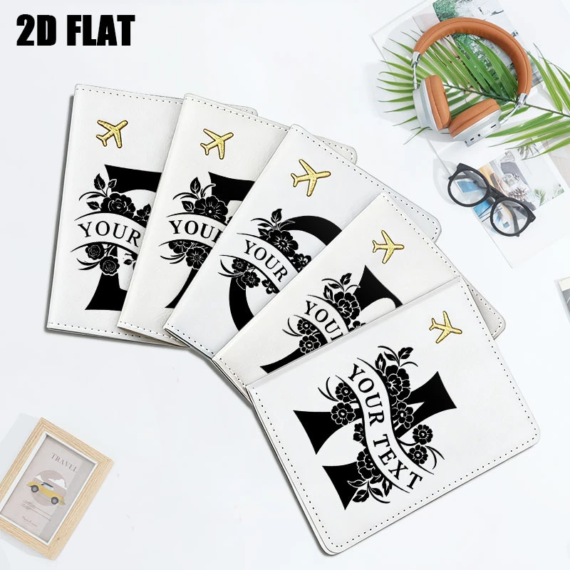 Personalized Passport Holder Custom Floral Initial Letter Travel Wallet Vintage Style Perfect Gift for Women Girls Family