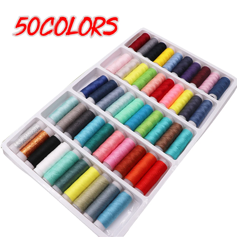 50x roll polyester colors sewing thread box kit set for diy sewing machine home