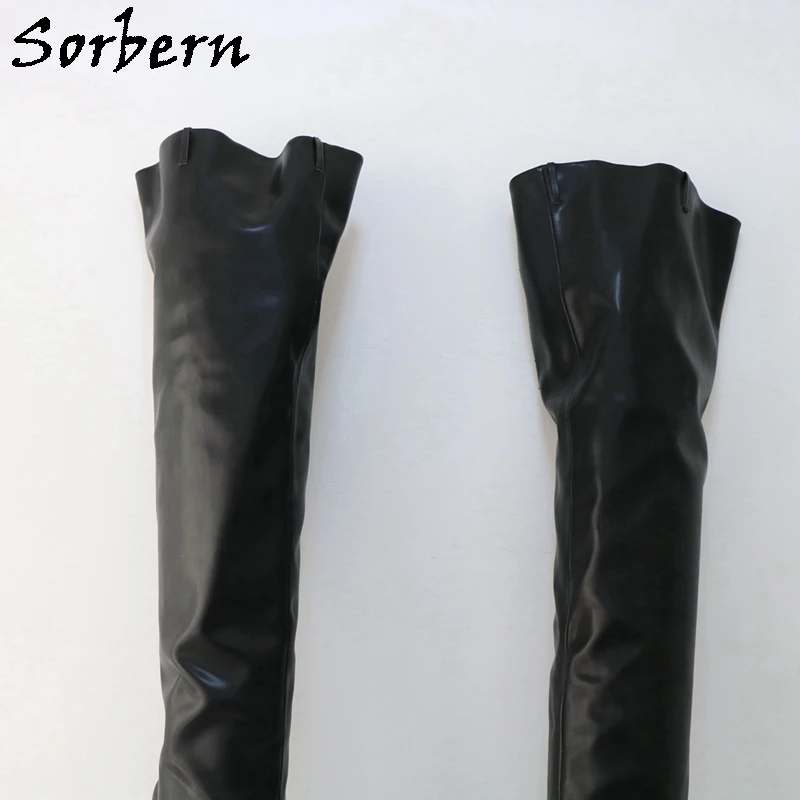 Sorbern czarny matowy buty z paskiem blokowe obcasy 6Cm masywny obcas 85 Cm wewnątrz krocza zakolanówki 115 Cm poza długie buty