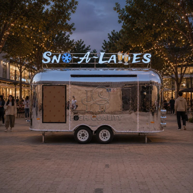 Advanced Food Truck with Display Scree Fully Equipped Mobile Kitchen Fries Taco Hot Dog Ice Cream Coffee Food Trailer For Sale