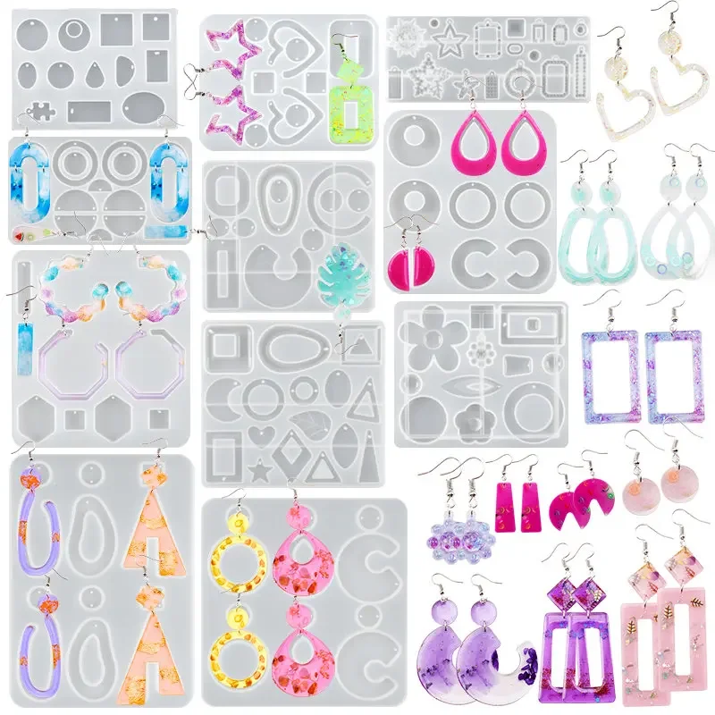 Silikonowa forma do kolczyków Kolczyk Forma z żywicy Narzędzia do odlewania biżuterii Haczyki na kolczyki do rzemiosła DIY Charms Wisiorek Kolczyk Making — zdjęcie 2
