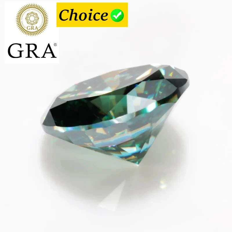 

Certified Green Moissanite Stone D Color VVS1 Round Cut 0.5CT-2.0CT With Report Wholesale Loose Gemstones Jewelry Making