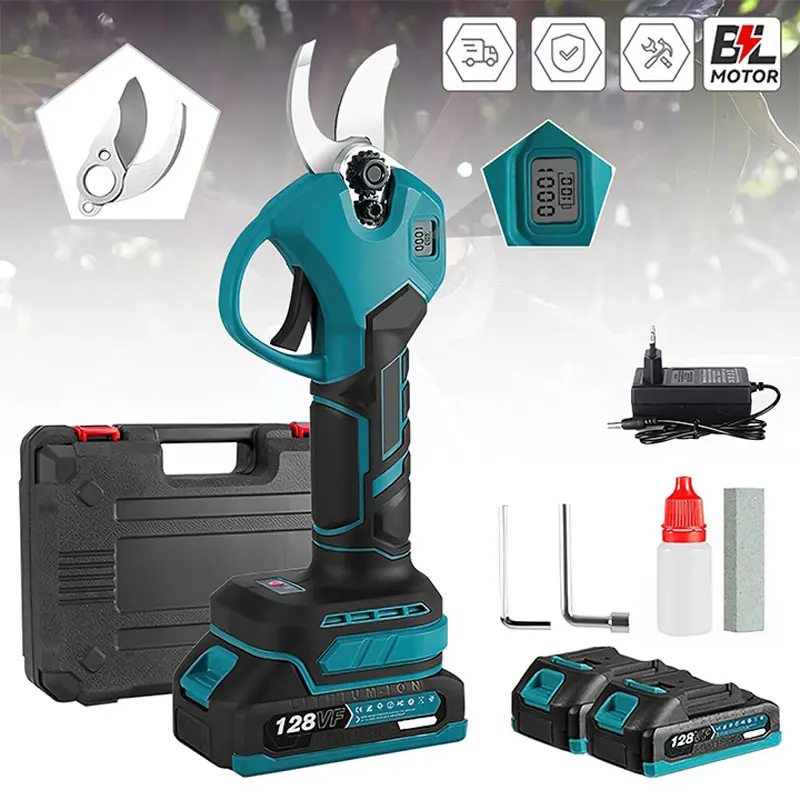 Image of 30-mm-bürstenlose elektrische Astschere, SK5-Hochkohlenstoffstahl, kabelloses, wiederaufladbares Werkzeug für Obstbäume und Bonsai, passend für Makita 18V-Akku