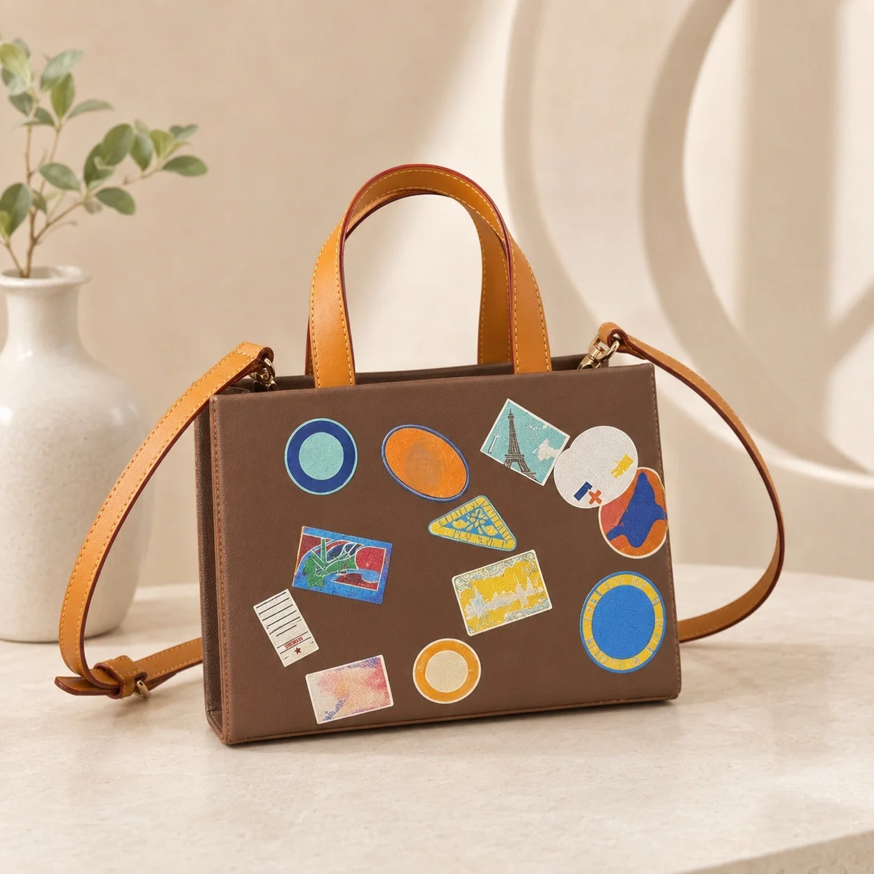 2026 New Luxury Classic Stamp Graffiti Pattern Shopper Handbag/Shoulder Bag down details 25x19x11cm