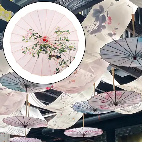 Paraguas de papel engrasado chino para mujer, paraguas decorativo japonés para disfraces, fotografía, damas de honor, paisaje de fiesta