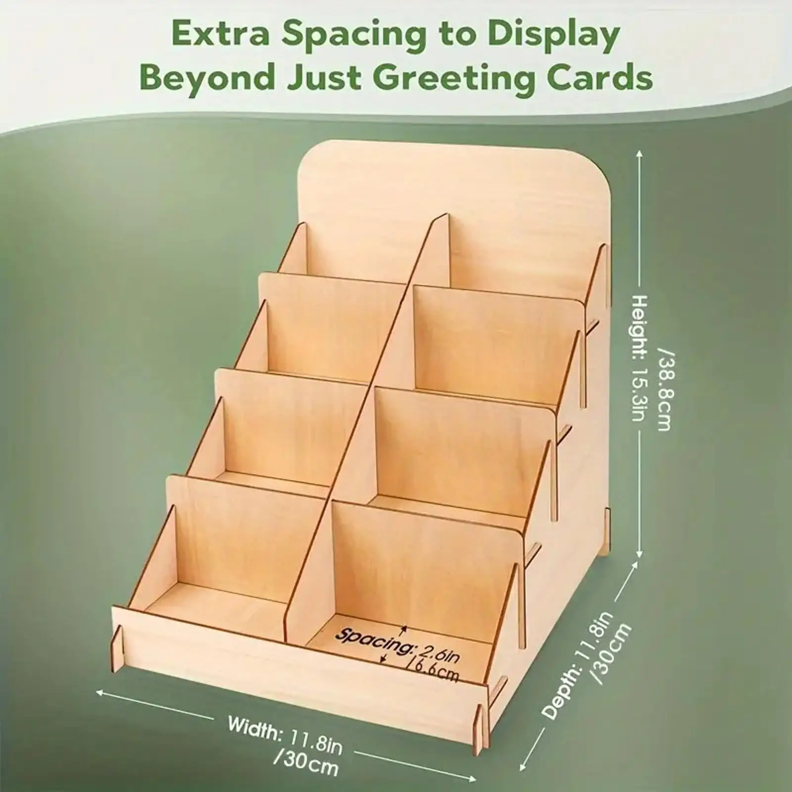 4-Tier Greeting Card Display Holder Wooden Tabletop Sticker & Note Organizer Storage Shelf for Home Cashier Counter Display