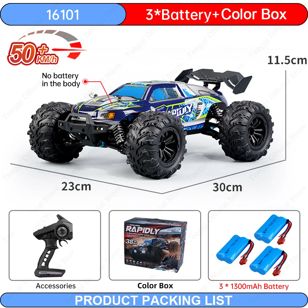 Teeggi 16102 PRO Hochgeschwindigkeits-RC-Auto, 70 km/h, Allradantrieb, Offroad, Drift, professionelles Rennauto, 16101 50 km/h, Monstertruck, Spielzeug, Geschenke