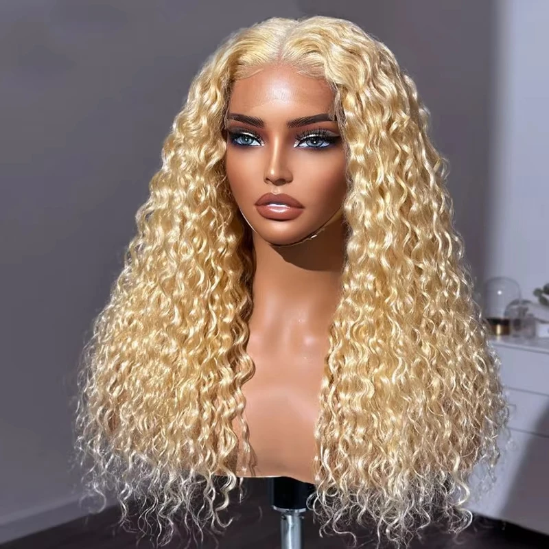 

613 Honey Blonde Deep Wave 13x6 Lace Frontal Wigs Human Hair Brazilian 613 Color Curly Wigs Water Wave Wig 13x4 Lace Front Wig