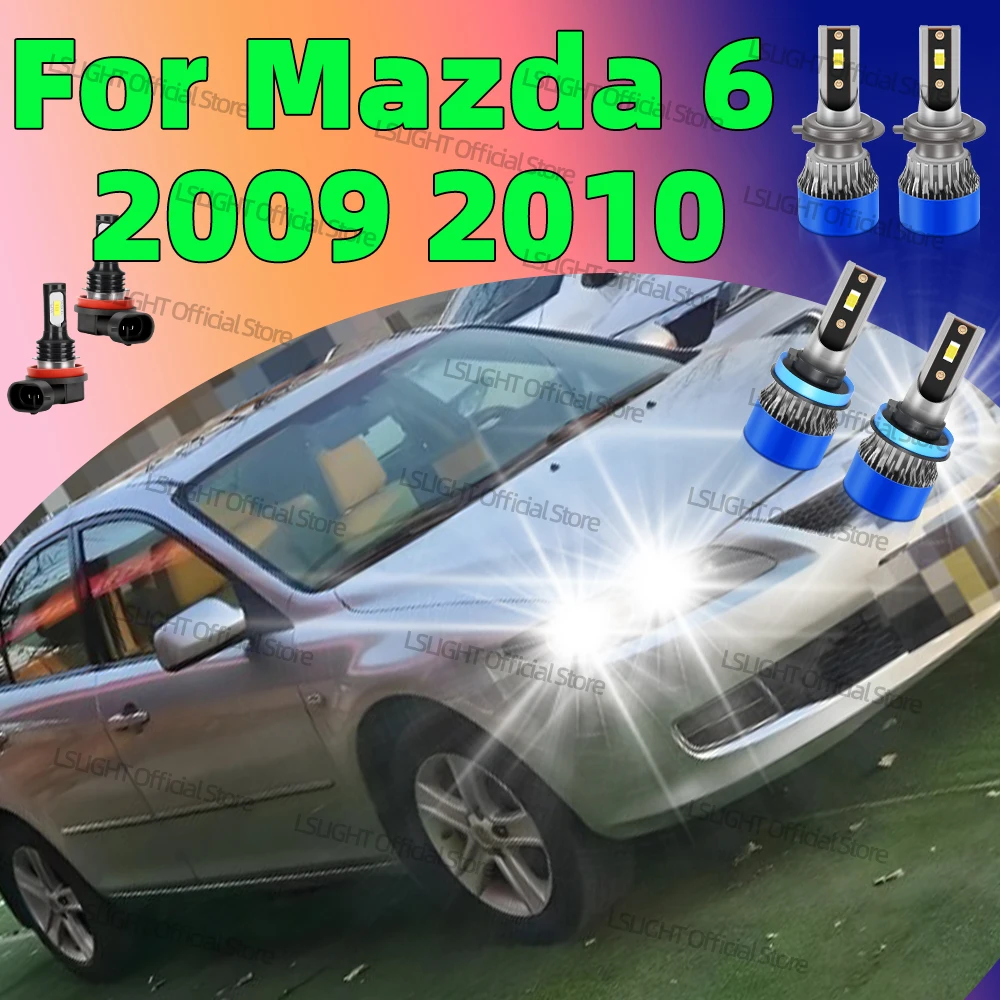 

2/6 шт. светодиодные фары Luces для 2009 2010 Mazda 6 Mazda6 авто дальнего и ближнего света 6000K противотуманные фары 12 В аксессуары
