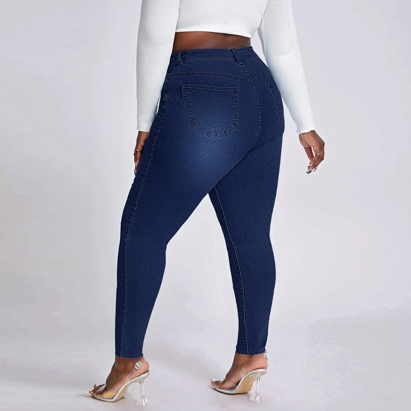 2023 New Women\'s High Waist Plus Size Jeans Fashion Stretch Skinny Denim Pencil Pants Casual Female Trousers XL-4XL Drop Ship