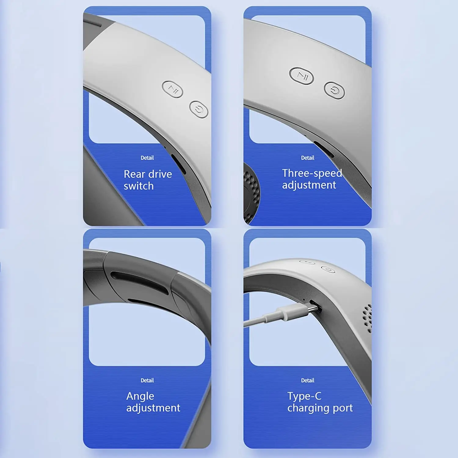 Ventilatore da collo portatile Mini ventilatore senza lama a mani libere ventilatore da appendere a 360 ° di raffreddamento condizionatore d'aria con Design ricaricabile per cuffie USB