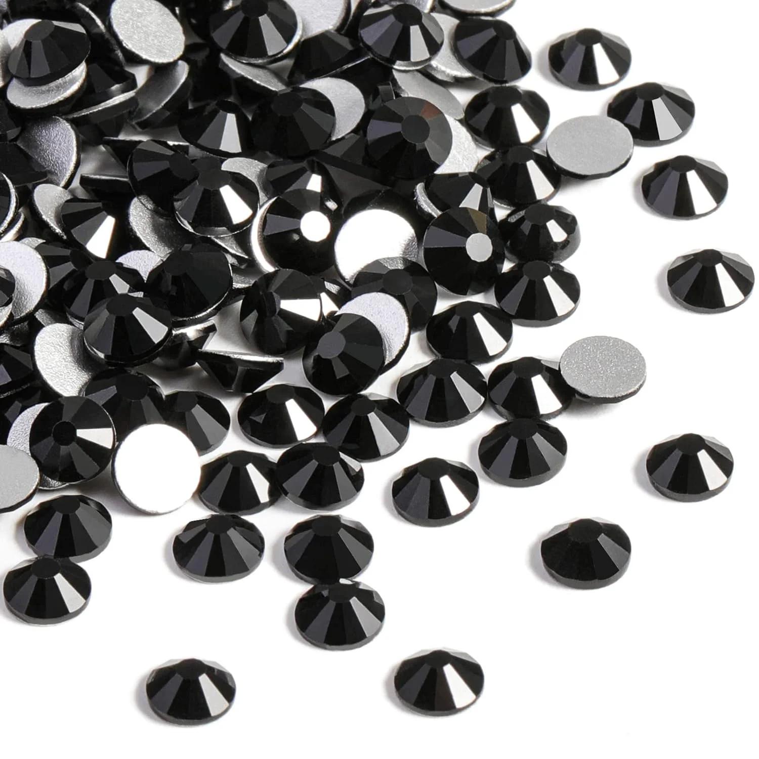 Black Glass Strass Nail Art Rhinestones Flatback Jet Glue On Stones Non Hotfix Rhinestones SS16-SS20 For Nail Art Decorations 14