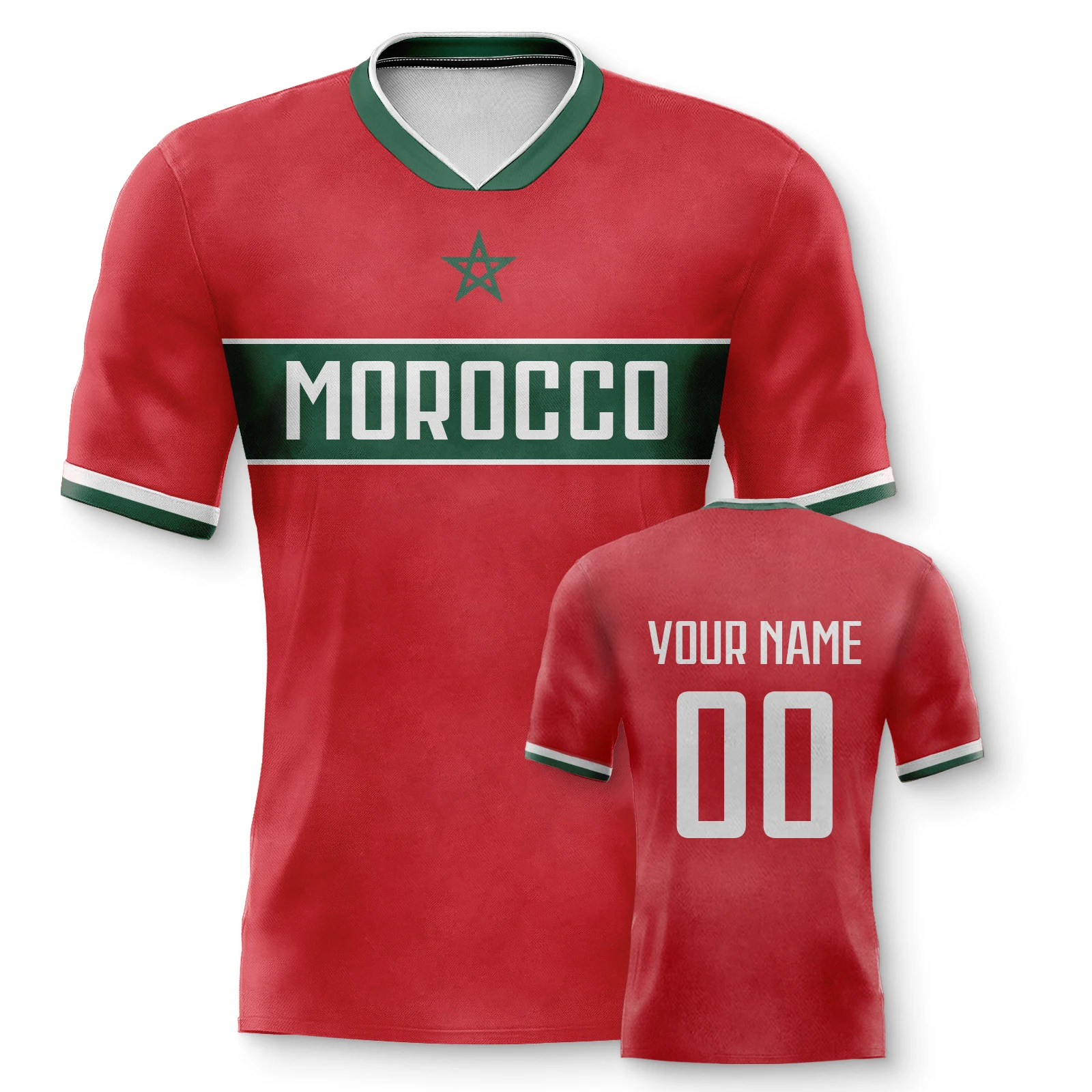 Custom Morocco Soccer Jersey Personalized Name Number Football Team Shirt for Men Women Kids Summer Quick Dry Jerseys