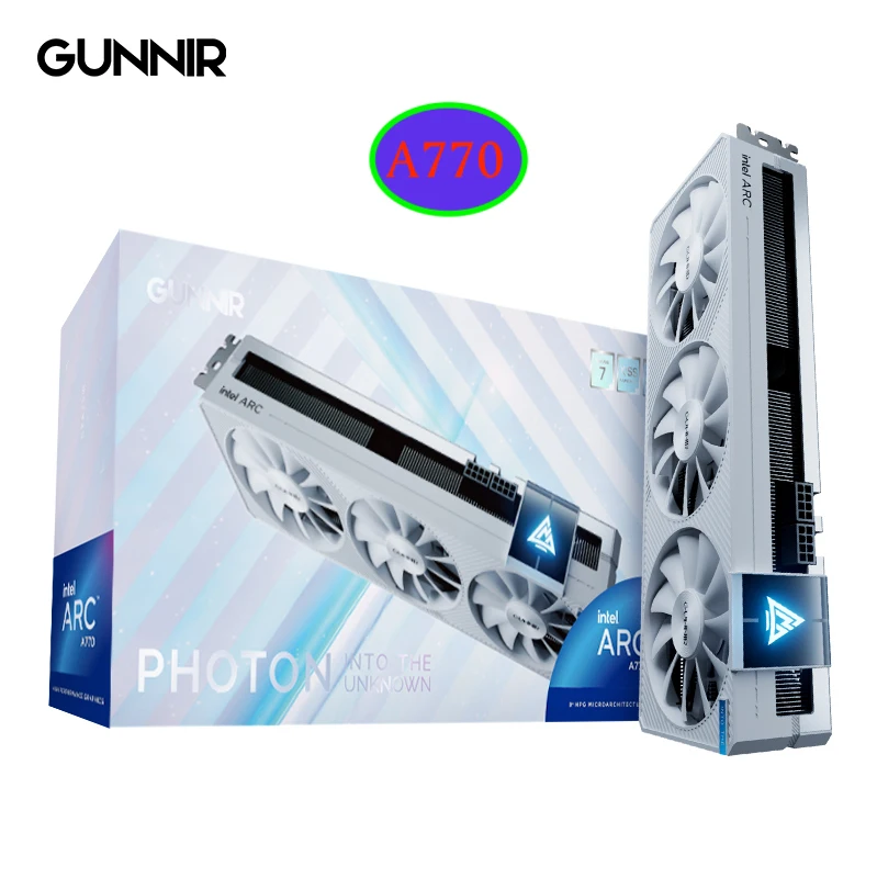 New Original GUNNIR Intel Arc A770 Photon 16G OC GDDR6 Graphics Card, 2400 Mhz 16GB 256-bit GDDR6,PCIE 4.0,3 Fan Video Card