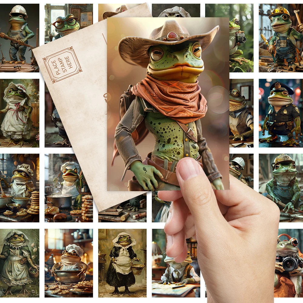 32 Stück, lustige Frosch-Postkarte, abstrakt, Geburtstags-/Jubiläumsgeschenk, Sammlerstück, geeignet zum Verschenken, kann per Post verschickt werden.